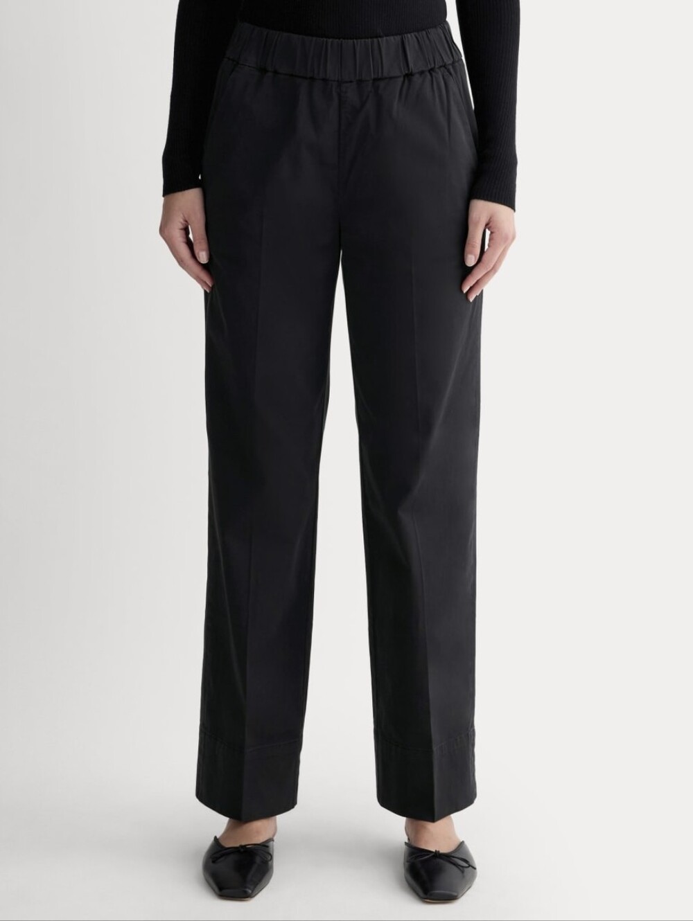 Everlane The Easy Pant Organic Cotton High Rise Pull On Pants in Black size 8